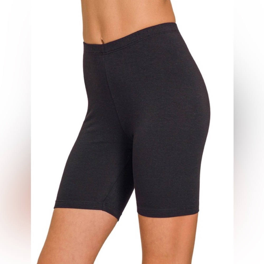 NWT! Premium Cotton Butter Soft Classic Black Women's Biker Shorts - Picture 2 of 3